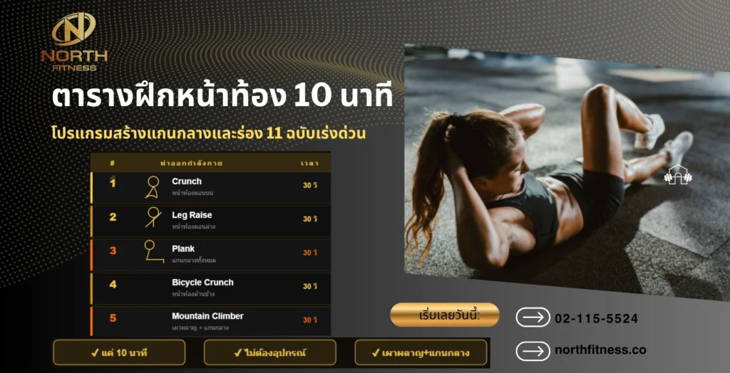 ตารางฝึกหน้าท้อง 10 นาที